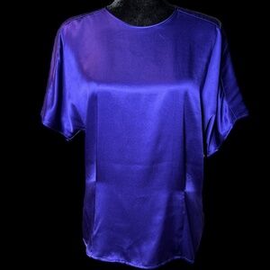 Liz Claiborne - 100% Silk Electric Purple S/S Blouse - Size 10